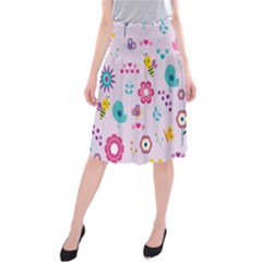 Birds Floral Flowers Retro Spring Midi Beach Skirt by Pakrebo