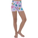 Birds Floral Flowers Retro Spring Kids  Lightweight Velour Yoga Shorts View1