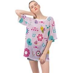 Birds Floral Flowers Retro Spring Oversized Chiffon Top