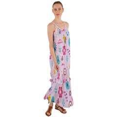 Birds Floral Flowers Retro Spring Cami Maxi Ruffle Chiffon Dress by Pakrebo