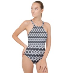 Pattern Abstractstyle Seamless High Neck One Piece Swimsuit by Pakrebo