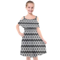 Pattern Abstractstyle Seamless Kids  Cut Out Shoulders Chiffon Dress