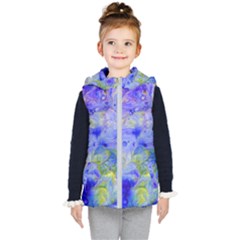 Abstract Blue Kids  Hooded Puffer Vest by Pakrebo