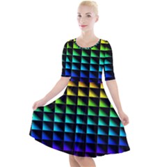 Rainbow Colour Bright Background Quarter Sleeve A-line Dress by Pakrebo