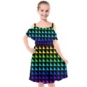 Rainbow Colour Bright Background Kids  Cut Out Shoulders Chiffon Dress View1