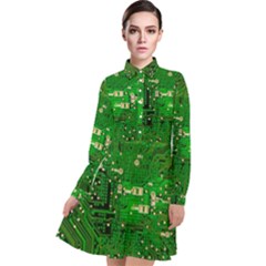 Background Green Board Business Long Sleeve Chiffon Shirt Dress