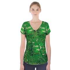 Background Green Board Business Short Sleeve Front Detail Top by Pakrebo