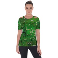 Background Green Board Business Shoulder Cut Out Short Sleeve Top by Pakrebo