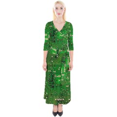 Background Green Board Business Quarter Sleeve Wrap Maxi Dress by Pakrebo