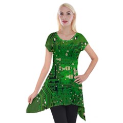 Background Green Board Business Short Sleeve Side Drop Tunic by Pakrebo