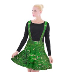 Background Green Board Business Suspender Skater Skirt by Pakrebo