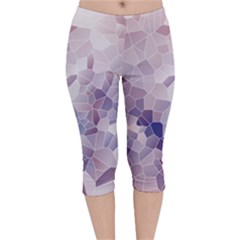 Americana Abstract Graphic Mosaic Velvet Capri Leggings 