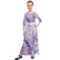 Americana Abstract Graphic Mosaic Kids  Quarter Sleeve Maxi Dress by Pakrebo