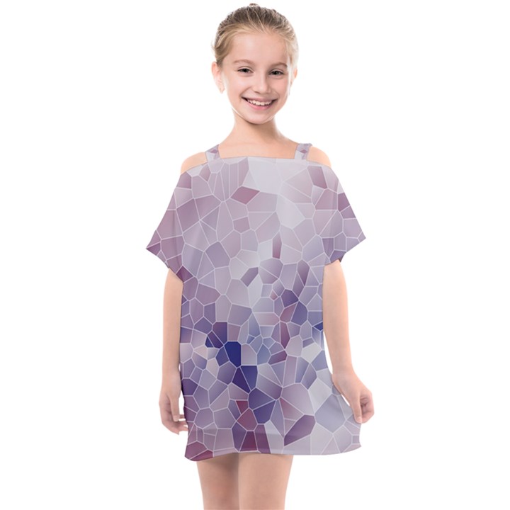 Americana Abstract Graphic Mosaic Kids  One Piece Chiffon Dress