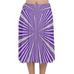 Background Abstract Purple Design Velvet Flared Midi Skirt