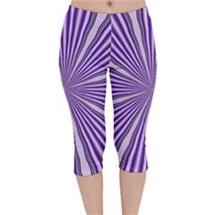 Background Abstract Purple Design Velvet Capri Leggings 