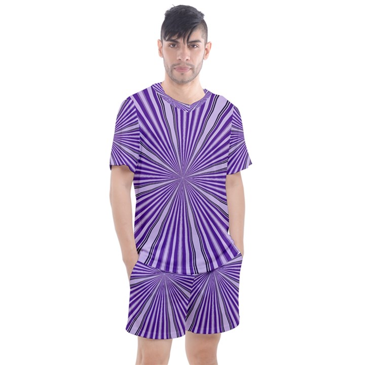 Background Abstract Purple Design Men s Mesh Tee and Shorts Set