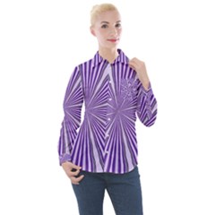 Background Abstract Purple Design Women s Long Sleeve Pocket Shirt