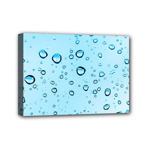 Drops Water Pane Rain Glass Mini Canvas 7  X 5  (stretched) by Pakrebo