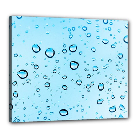 Drops Water Pane Rain Glass Canvas 24  X 20  (stretched) by Pakrebo