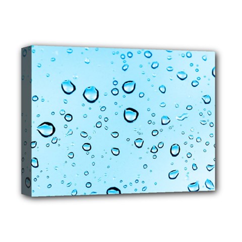 Drops Water Pane Rain Glass Deluxe Canvas 16  X 12  (stretched)  by Pakrebo