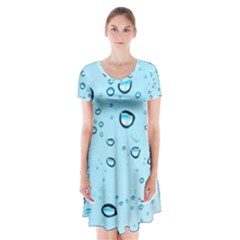 Drops Water Pane Rain Glass Short Sleeve V-neck Flare Dress by Pakrebo