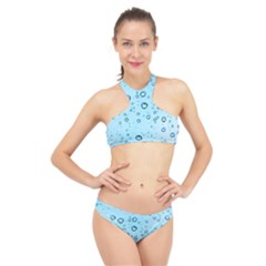 Drops Water Pane Rain Glass High Neck Bikini Set by Pakrebo