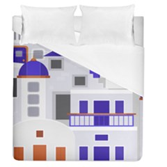 Background Santorini Greece Duvet Cover (queen Size) by Pakrebo