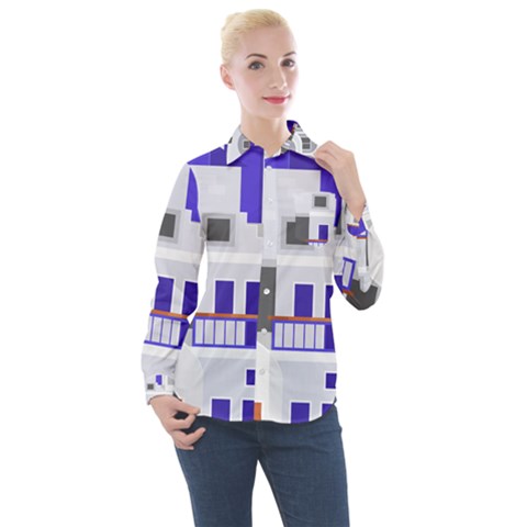 Background Santorini Greece Women s Long Sleeve Pocket Shirt by Pakrebo