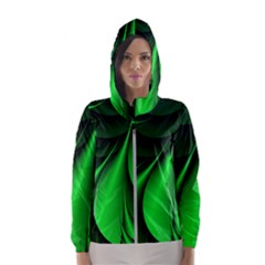 Green Line Lines Background Women s Hooded Windbreaker by Pakrebo