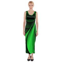 Green Line Lines Background Fitted Maxi Dress by Pakrebo