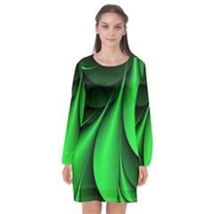 Green Line Lines Background Long Sleeve Chiffon Shift Dress  by Pakrebo