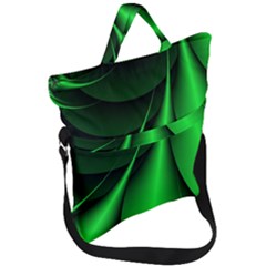 Green Line Lines Background Fold Over Handle Tote Bag by Pakrebo