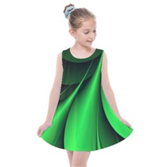 Green Line Lines Background Kids  Summer Dress by Pakrebo