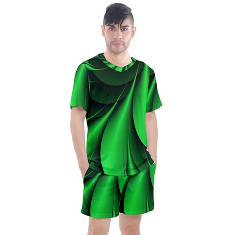 Green Line Lines Background Men s Mesh Tee And Shorts Set by Pakrebo