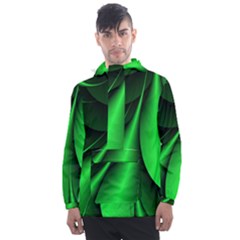 Green Line Lines Background Men s Front Pocket Pullover Windbreaker by Pakrebo