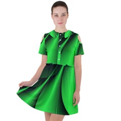 Green Line Lines Background Short Sleeve Shoulder Cut Out Dress  by Pakrebo