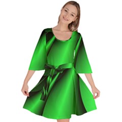 Green Line Lines Background Velour Kimono Dress by Pakrebo