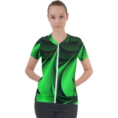 Green Line Lines Background Short Sleeve Zip Up Jacket