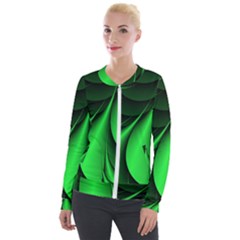 Green Line Lines Background Velour Zip Up Jacket