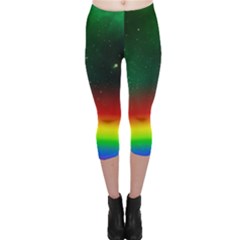 Galaxy Rainbow Universe Star Space Capri Leggings  by Pakrebo