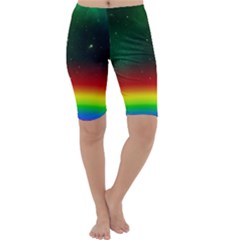 Galaxy Rainbow Universe Star Space Cropped Leggings  by Pakrebo