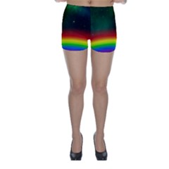 Galaxy Rainbow Universe Star Space Skinny Shorts by Pakrebo