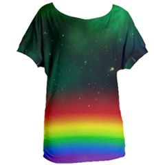 Galaxy Rainbow Universe Star Space Women s Oversized Tee by Pakrebo