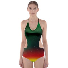 Galaxy Rainbow Universe Star Space Cut-out One Piece Swimsuit by Pakrebo