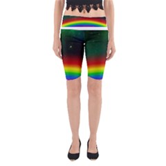 Galaxy Rainbow Universe Star Space Yoga Cropped Leggings by Pakrebo