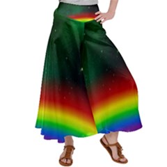 Galaxy Rainbow Universe Star Space Satin Palazzo Pants by Pakrebo