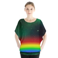 Galaxy Rainbow Universe Star Space Batwing Chiffon Blouse