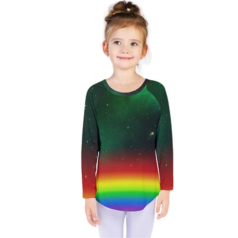 Galaxy Rainbow Universe Star Space Kids  Long Sleeve Tee by Pakrebo