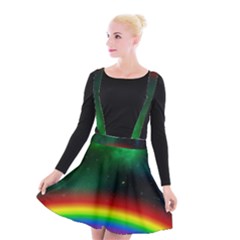 Galaxy Rainbow Universe Star Space Suspender Skater Skirt by Pakrebo